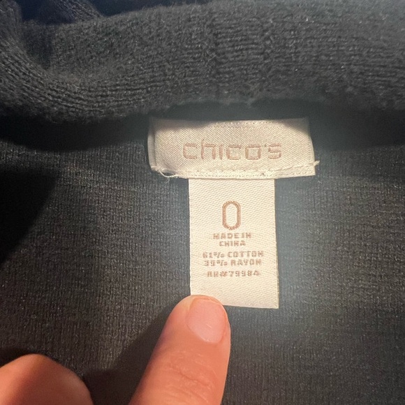 Chico's Sleeveless Open Front Cardigan Sweater Vest With Pockets Black Size 0 - Picture 4 of 5